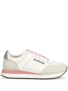 Контрастные кроссовки со шнуровкой Love Moschino, нейтральный цвет