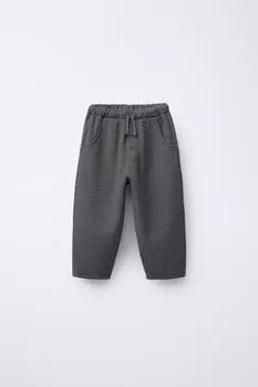 Контрастные мешковатые брюки ZARA, антрацитовый серый