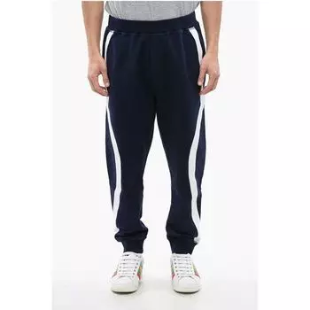 Контрастные полоски, свободный крой, хлопковые джоггеры с начесом Dsquared2, Blue