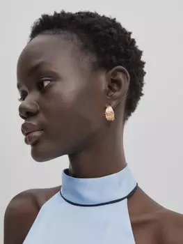 Контрастный атласный топ Massimo Dutti, небесно-синий
