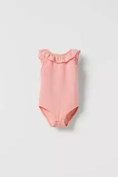 Контрастный боди-верх ZARA, бледно-розовый