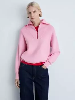 Контрастный джемпер на молнии от tizon Mango, розовый