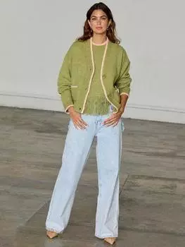 Контрастный кардиган callie Never Fully Dressed, цвет Olive Green