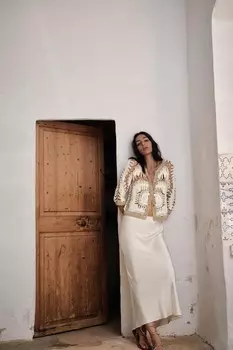 Контрастный кардиган крючком ZARA, золотой