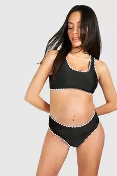 Контрастный комплект бикини с высокой талией для беременных boohoo, черный