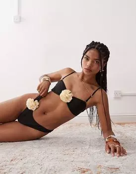 Контрастный корсажный бикини-низ Miss Selfridge черного цвета