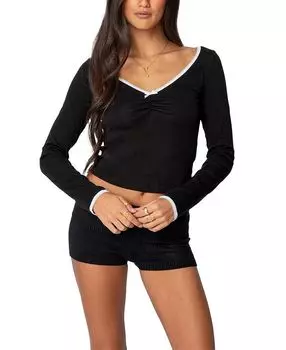 Контрастный кружевной топ Sophia Edikted, черный