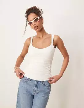 Контрастный топ Abercrombie & Fitch с вырезом в форме сердца в цвете «кремовый»