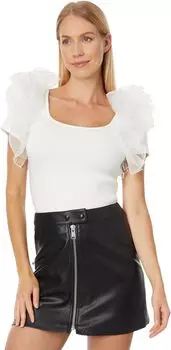 Контрастный топ из органзы English Factory, белый