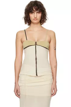 Контрастный топ с отделкой Open Yy, цвет cream