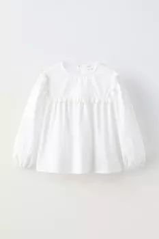 Контрастный топ ZARA, белый