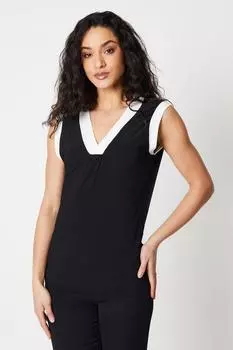 Контрастный трикотажный топ Debenhams, черный