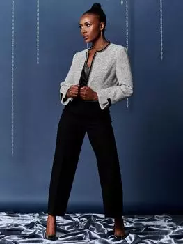 Контрастный твидовый жакет Jolie Moi, белый