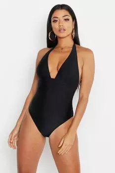 Контрольный купальник с халтером Boohoo, черный