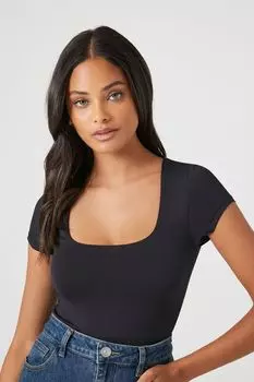 Контурное боди-футболка Forever 21, черный