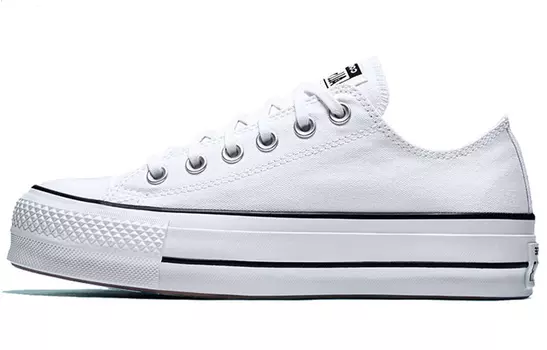 Конверсы Chuck Taylor All-Star Lift на платформе с низким берцем Ox White Black (женские)