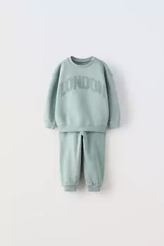 Коорд. плюшевая худи и брюки ZARA, светло-синий