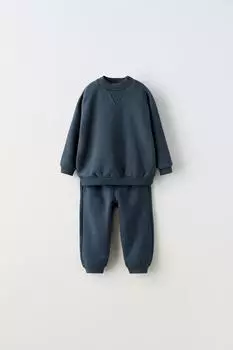 Коорд. плюшовый свитшот и брюки ZARA, темно-синий