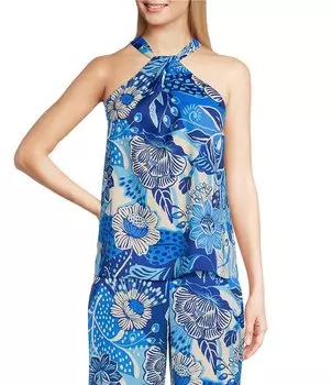 Координационная блузка без рукавов с бретелькой на шее Alex Marie Harper, цветочный