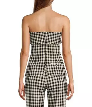 Координационный топ без бретелек без рукавов в клетку с принтом Tara Jarmon Paris Tonnie из эластичной ткани без бретелек, черный