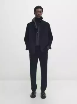 Координатная хлопковая рубашка в полоску Massimo Dutti, синий