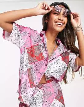 Координатная рубашка оверсайз с принтом бандана ASOS