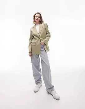 Координатный пиджак прямого кроя Topshop весеннего цвета шалфея