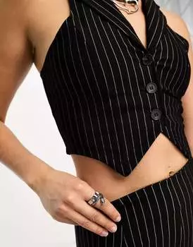 Координатный жилет черного цвета в тонкую полоску ASOS