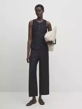 Координатный жилет темно-синего цвета на пуговицах Massimo Dutti, синий