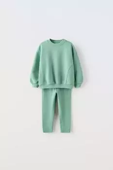 Коордивный свитшот и леггинсы ZARA, цвет морской волны