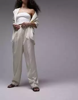 Коордные брюки прямого кроя Topshop светло-песочного цвета