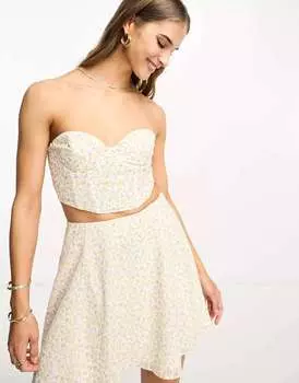 Коордный корсетный топ NA-KD x Phiaka на косточке с цветочным принтом