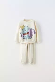 Коордовая свитшота и брюки plus dumbo disney ZARA, экрю
