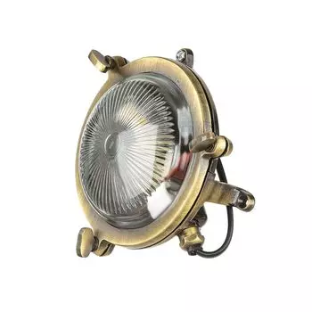 Корабль, настенный светильник из настоящей латуни, ребристое стекло IP44 G9, уличный светильник, настенный светильник, садовый дом, балкон Licht-Erlebnisse