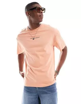 Коралловая объемная футболка с принтом на спине Jack & Jones arizona Sunset