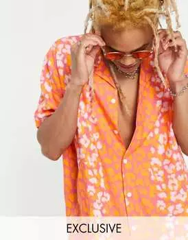 Коралловая рубашка с животным принтом ASOS MADE IN KENYA revere