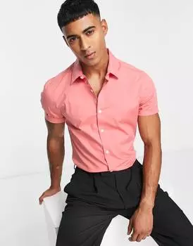 Коралловая рубашка скинни ASOS DESIGN