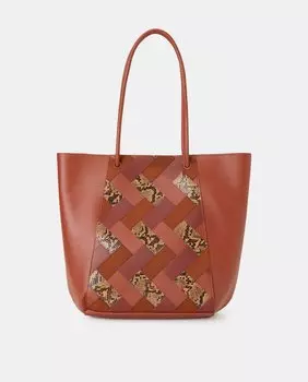 Коралловая сумка-шоппер в стиле пэчворк Jo & Mr. Joe, розовый