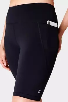 Кораллово розовые байкерские шорты Power 9" Sweaty Betty, черный