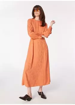 Коралловое длинное женское платье с круглым вырезом COSMOS Pierre Cardin