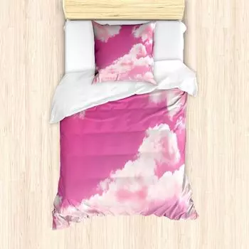 Коралловое пальто ABAKUHAUS, розовые закатные облака, защита от клещей, подходит для аллергиков с наволочками, 135 см x 200 см - 80 x 80 см, бледно-кораллово-розовый
