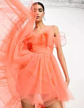 Коралловое платье макси с корсетом и корсетом ASOS DESIGN