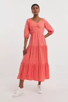 Коралловое свободное платье из крепа с вырезом в форме сердца JD Williams, оранжевый