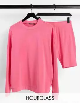 Коралловые шорты оверсайз в рубчик и свитер ASOS DESIGN Hourglass