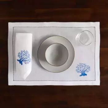 Коралловый индивидуальный комплект скатерти и салфеток El Corte Ingls, синий