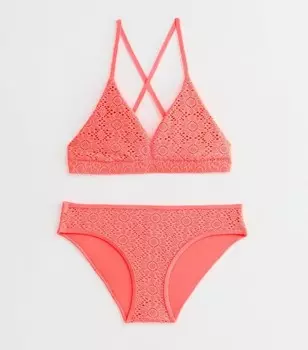 Коралловый комплект бикини с треугольными чашечками для девочек New Look, коралловый