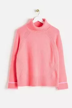 Коралловый вязаный джемпер с высоким воротом Oliver Bonas, розовый