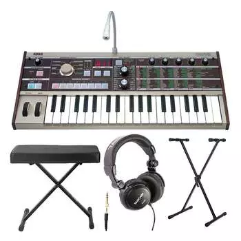 Korg MicroKORG Компактный моделирующий аналоговый синтезатор с Knox Keyboard Bench, подставкой и наушниками KORG microKORG 37-Key Keyboard Synthesizer and Vocoder with X-Style Bench Bundle