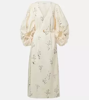 Кори платье миди из хлопка с поясом и цветочным принтом Altuzarra, Ivory Botanical