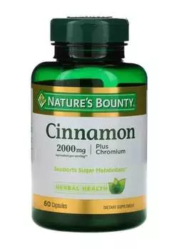 Корица плюс хром, Nature's Bounty, 1000 мг, 60 капсул